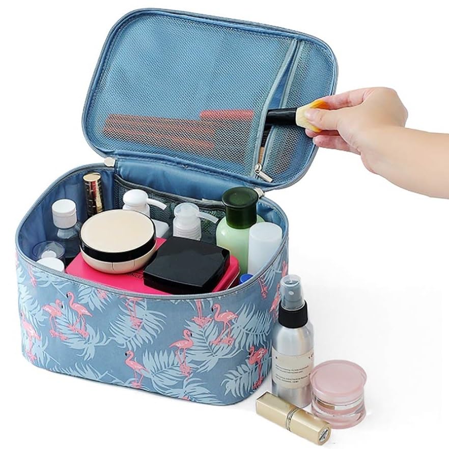 VIULVUK Professional Large Makeup Kit Organizer for Women | Waterproof Cosmetic Bag with Multiple Compartments | Travel Toiletry Pouch & Wash Bag | Perfect for Skincare Accessories Storage & Travel Essentials (Grey) - Ideal for Home, Travel, and Salon Use