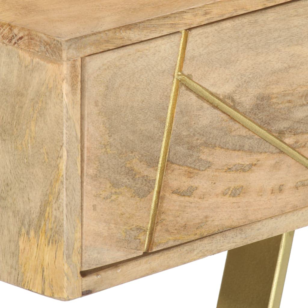 Solid Mango Wood Writing Desk with Drawers, Spacious Home Office Computer Desk, Study Laptop Desk for Bedroom, 39.4