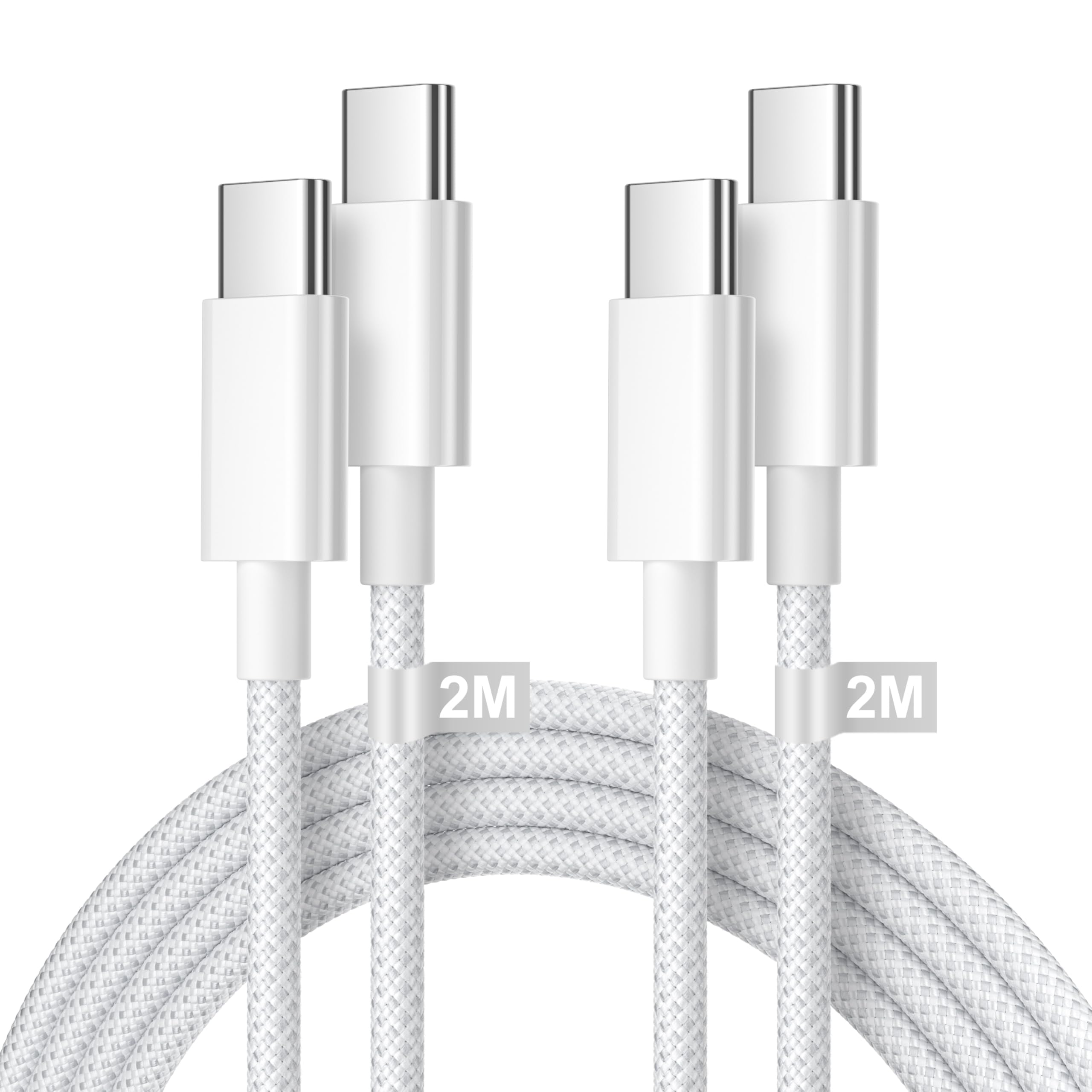 60W USB C to USB C Fast Charging Cable 2M (2-Pack) - Compatible with iPhone 16/15/15 Pro Max/15 Plus, MacBook, iPad Pro - High-Speed Data Sync & Power Delivery for Home, Office & Travel