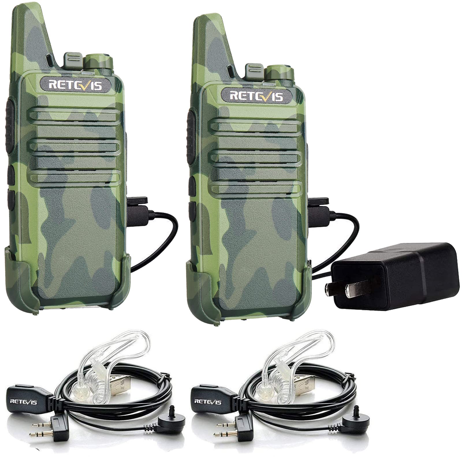 Retevis RT22 Long Range Rechargeable Walkie Talkies for Adults & Kids - 2 Pack Camouflage Two Way Radios with VOX Handsfree, Portable Mini Walkie Talkies for Camping, Hiking, Road Trips & Outdoor Adventures