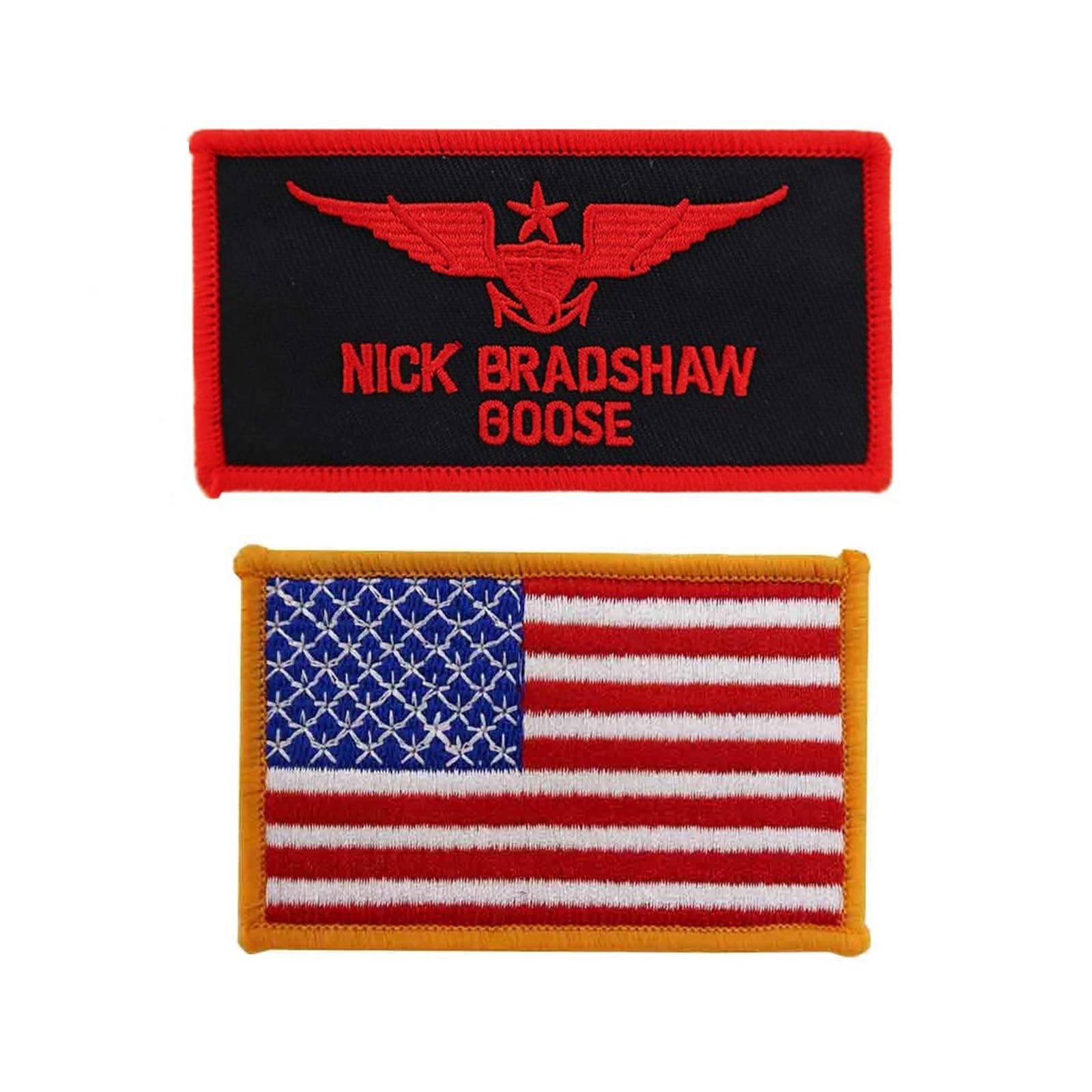 3 Pack US Flag Top Gun Embroidered Iron On Patches for Jackets, Hats & Backpacks - Military Style DIY Sewing Badges for Men Women