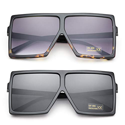 Stylish Set of 2 Oversized Sunglasses for Women & Men - UV Protection Fashion Shades - Perfect for Beach, Driving & Outdoor Activities