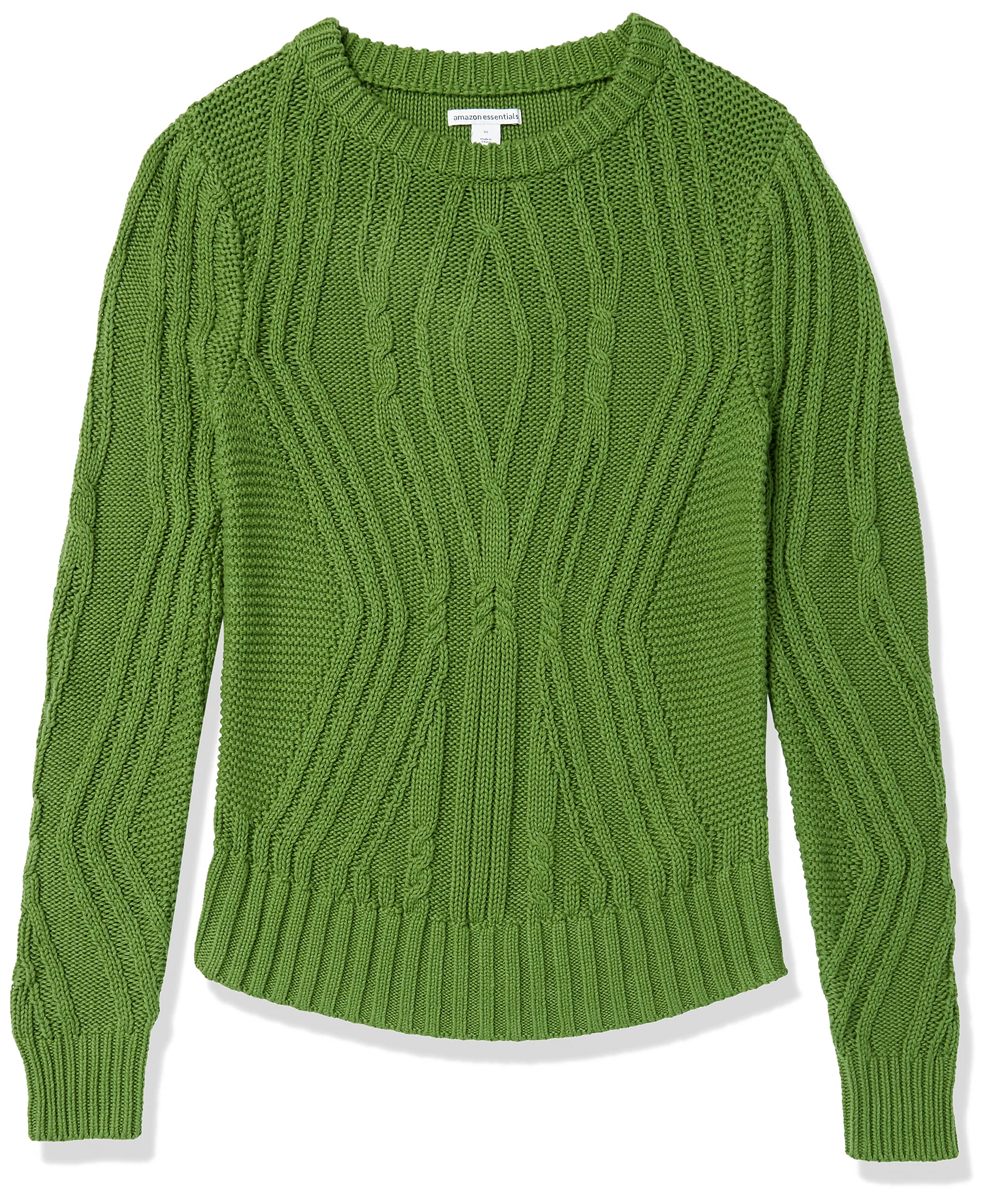Amazon Essentials Women's 100% Cotton Crewneck Cable Knit Sweater - Cozy Winter Pullover for Casual Outfits & Office Wear