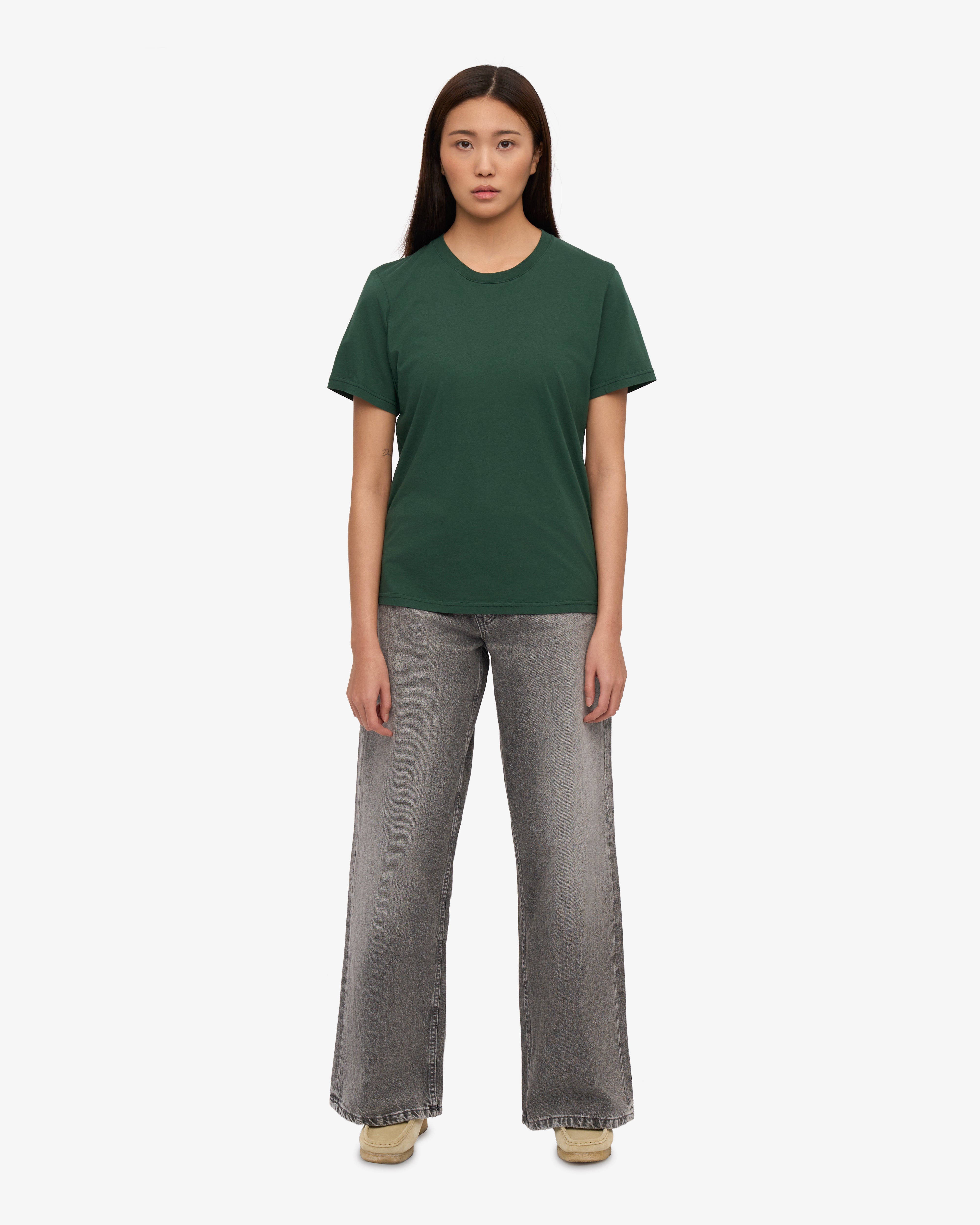 Organic Cotton Women's Lightweight T-Shirt - Emerald Green | Eco-Friendly Casual Wear for Everyday Comfort & Style