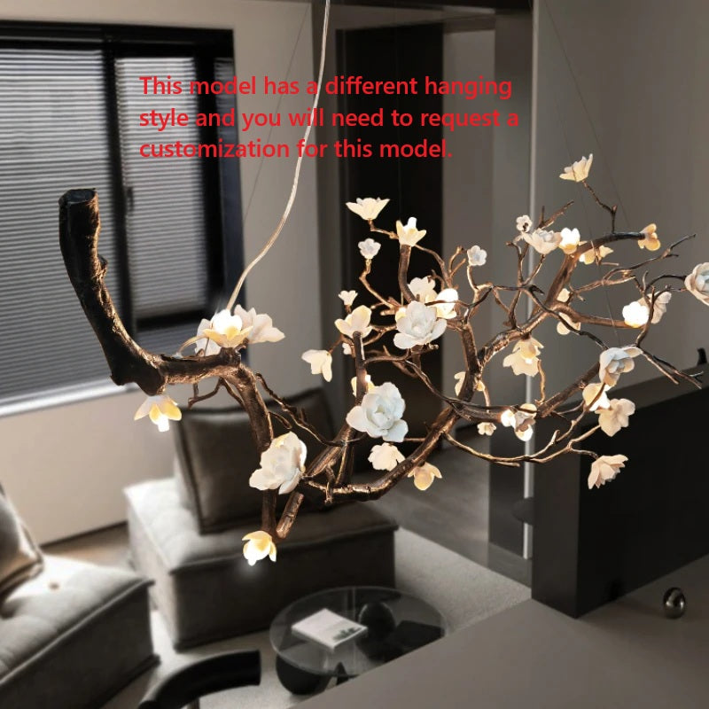 Dimmable Rustic Tree Branch Chandelier - Handcrafted Wooden Ceiling Light Fixture for Farmhouse, Cabin & Bedroom Decor | Perfect for Dining Room, Living Room & Outdoor Patio Lighting