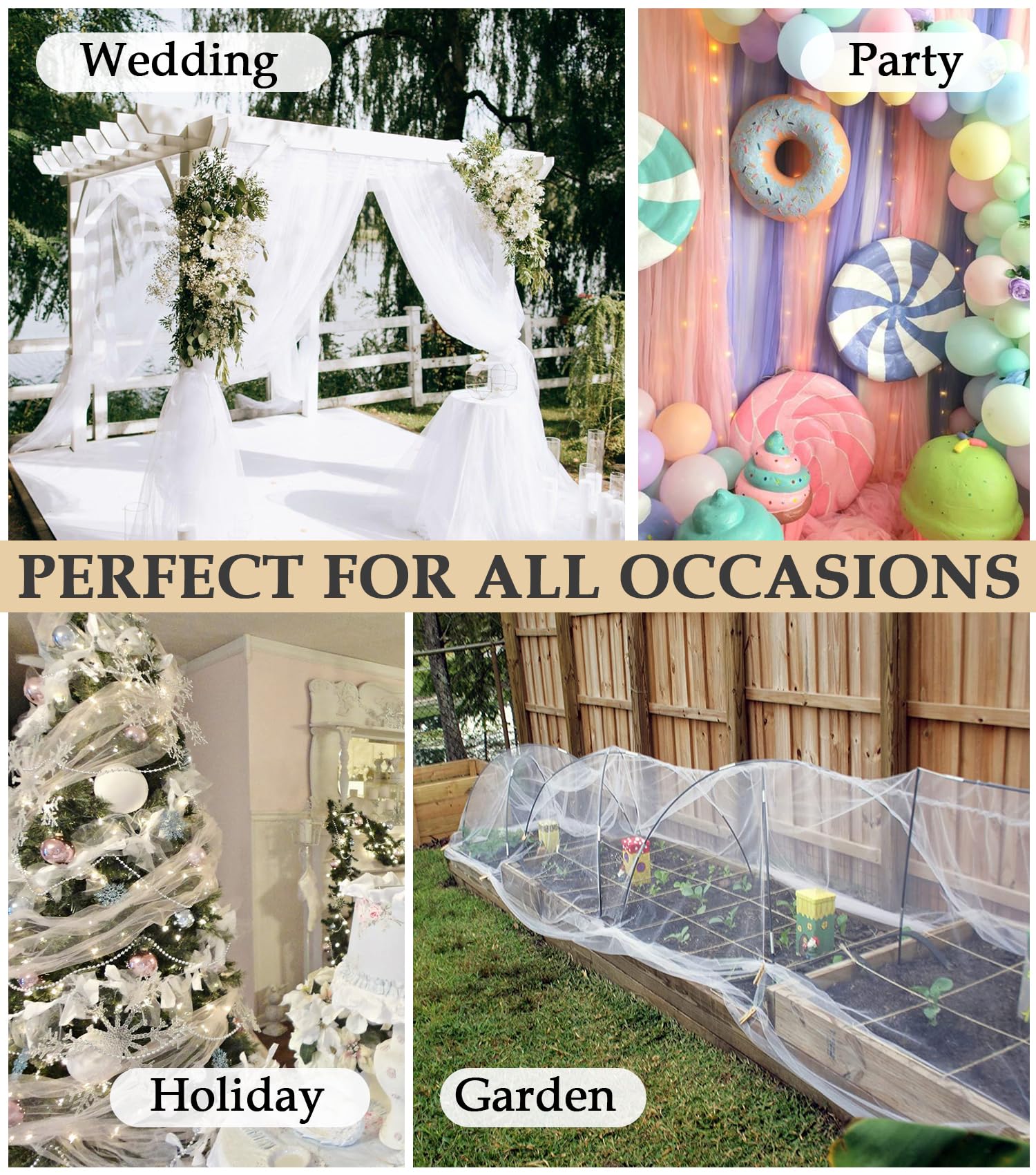Premium White Tulle Fabric Roll - 54