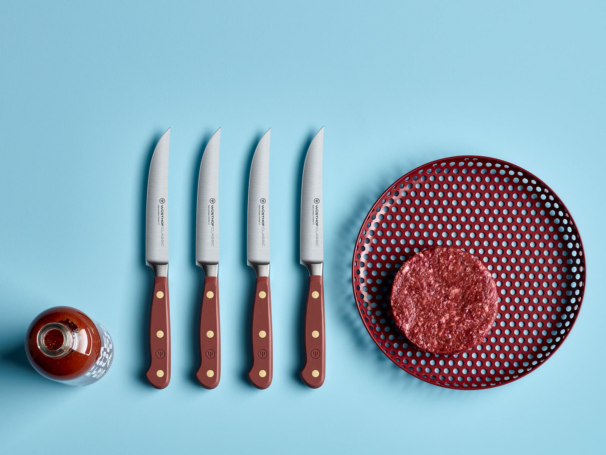 WÜSTHOF Classic 4-Piece Steak Knife Set with Sumac Handle - Premium German Steel for Perfect Slicing - Ideal for Steak Dinners, BBQ Parties & Gourmet Cooking