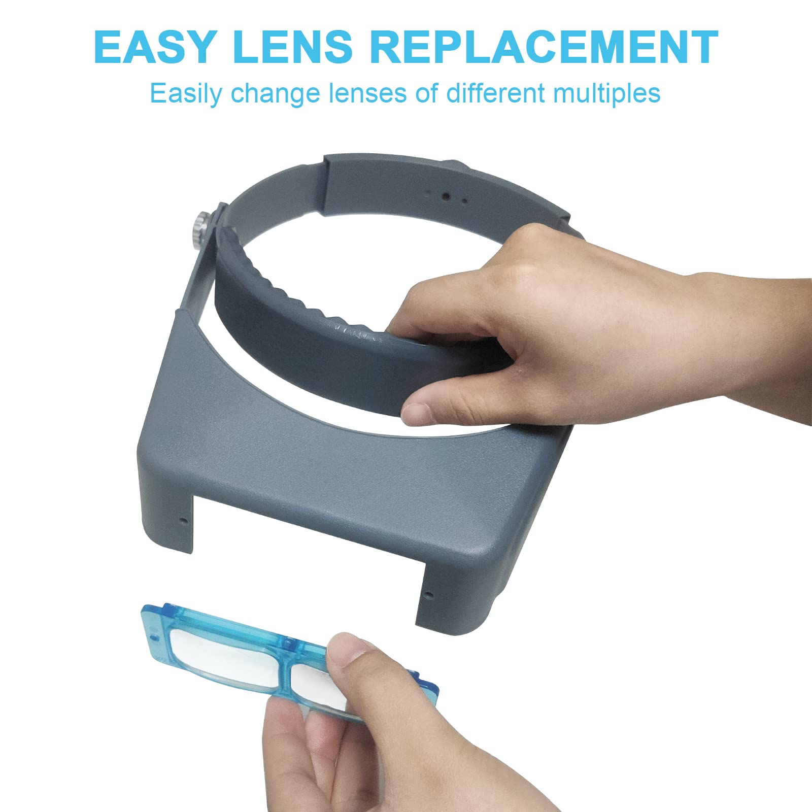 Professional Head Mount Magnifier Optivisor - 1.5X 2X 2.5X 3.5X Magnifying Glasses with 4 Interchangeable Lenses - Jewelers Loupe & Optical Visor for Close Work - Perfect for Electronics Repair, Watchmaking, Jewelry Crafting & Detailed Hobby Work