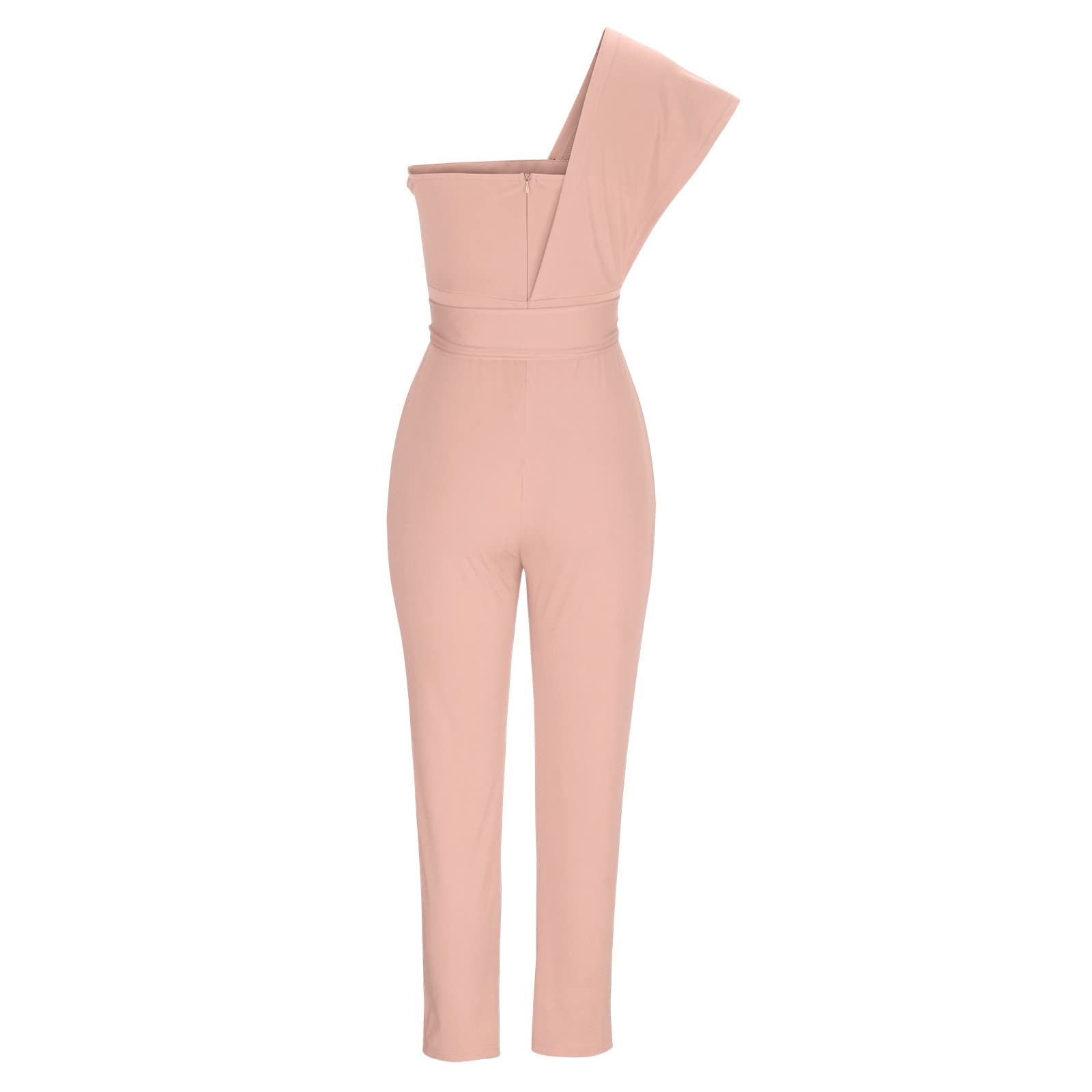 Elegant One Shoulder Jumpsuit for Women - Wedding Guest Outfit with Cutout Detail, Sleeveless Romper & High Waist Belted Pants | Perfect for Cocktail Parties, Date Nights & Formal Events