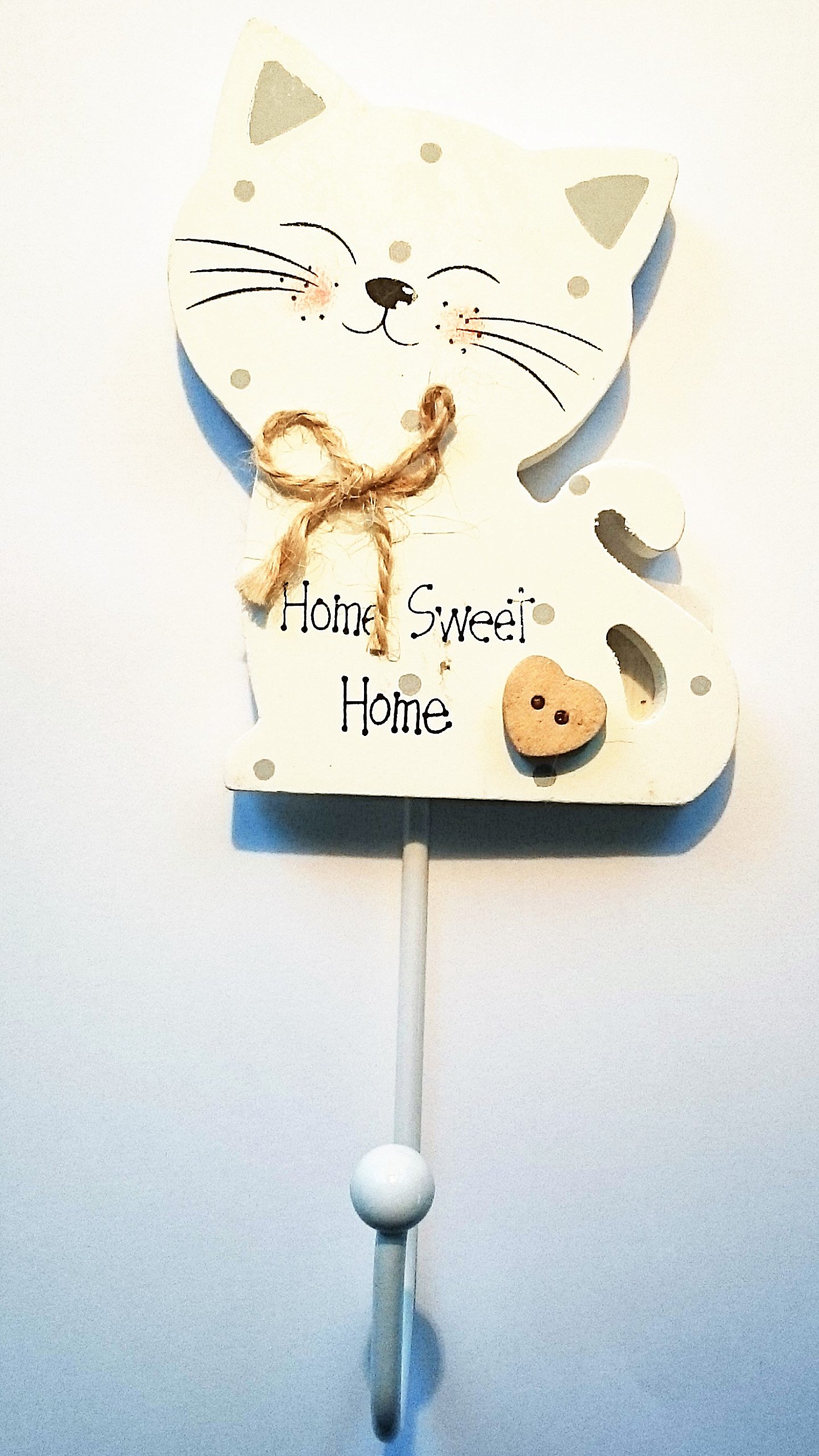 Best of Breeds Home Sweet Home Cat Wooden Wall Hook - Decorative Coat Rack for Entryway, Bedroom & Living Room - Cute Cat-Themed Home Organization Solution