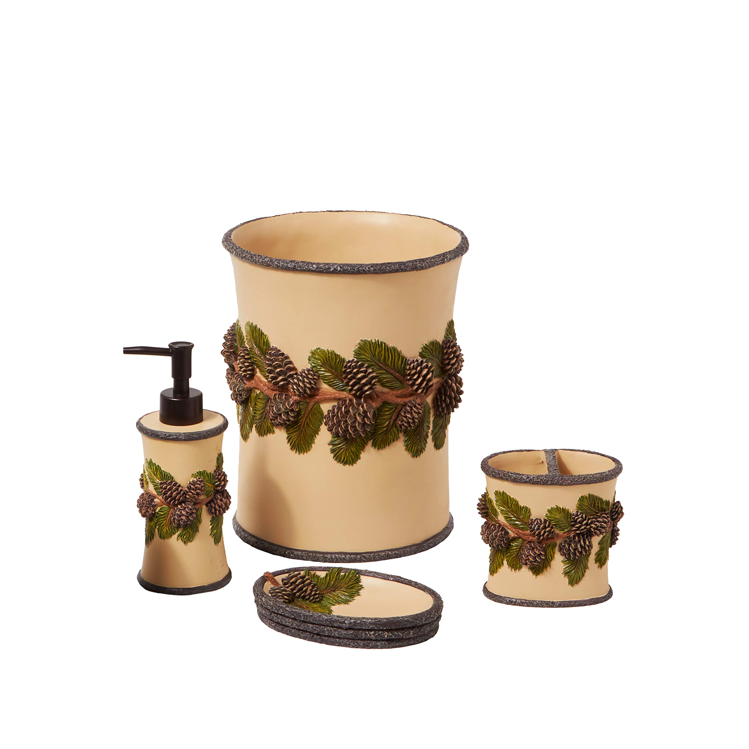 SKL Home by Saturday Knight Ltd. Pinehaven Natural Wood Soap Dispenser - Elegant Bathroom & Kitchen Countertop Organizer for Liquid Soap or Hand Wash