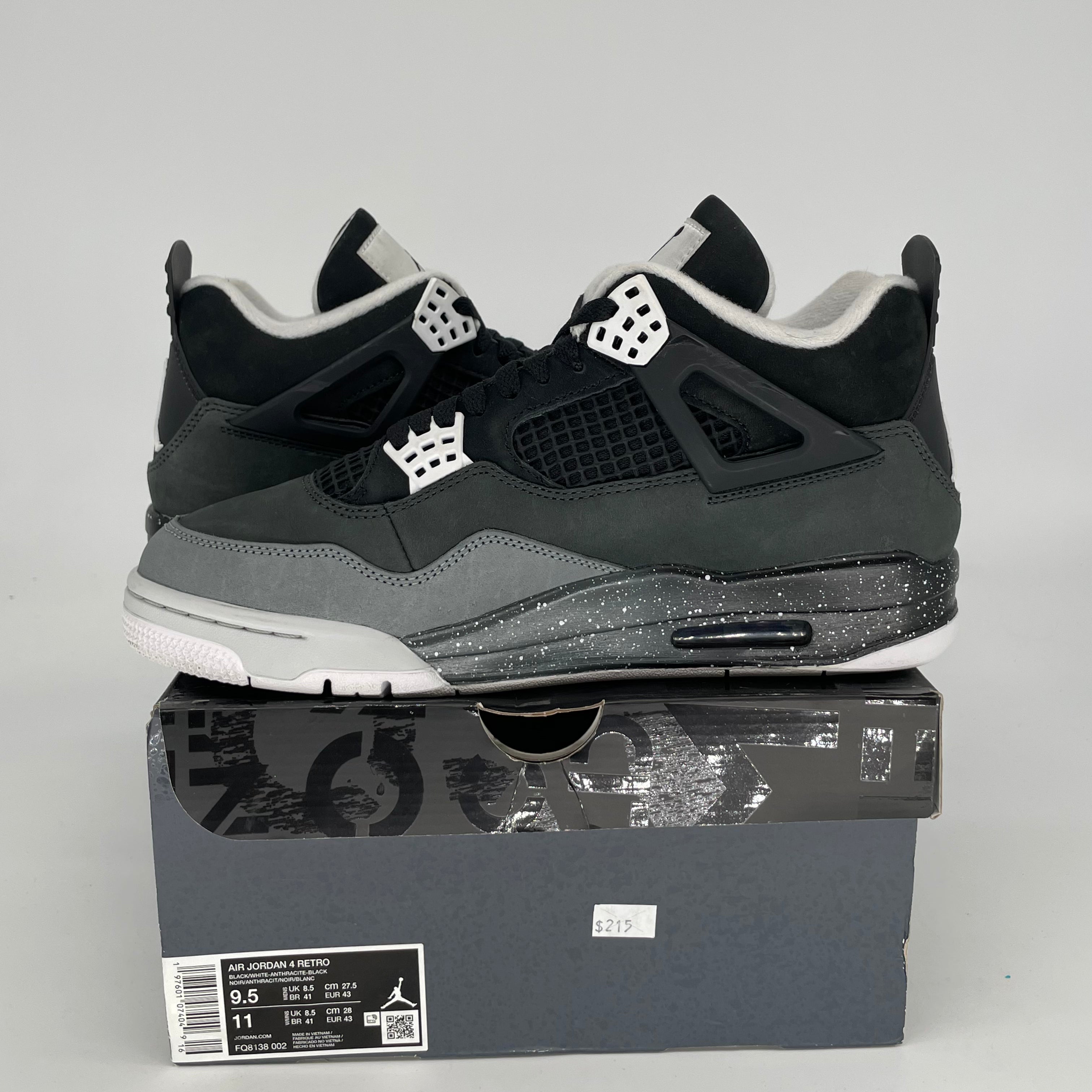 Air Jordan 4 Fear Sneakers - Men's Size 9.5/Women's 11 - Style FQ8138-002 | Basketball Shoes for Streetwear & Casual Outfits