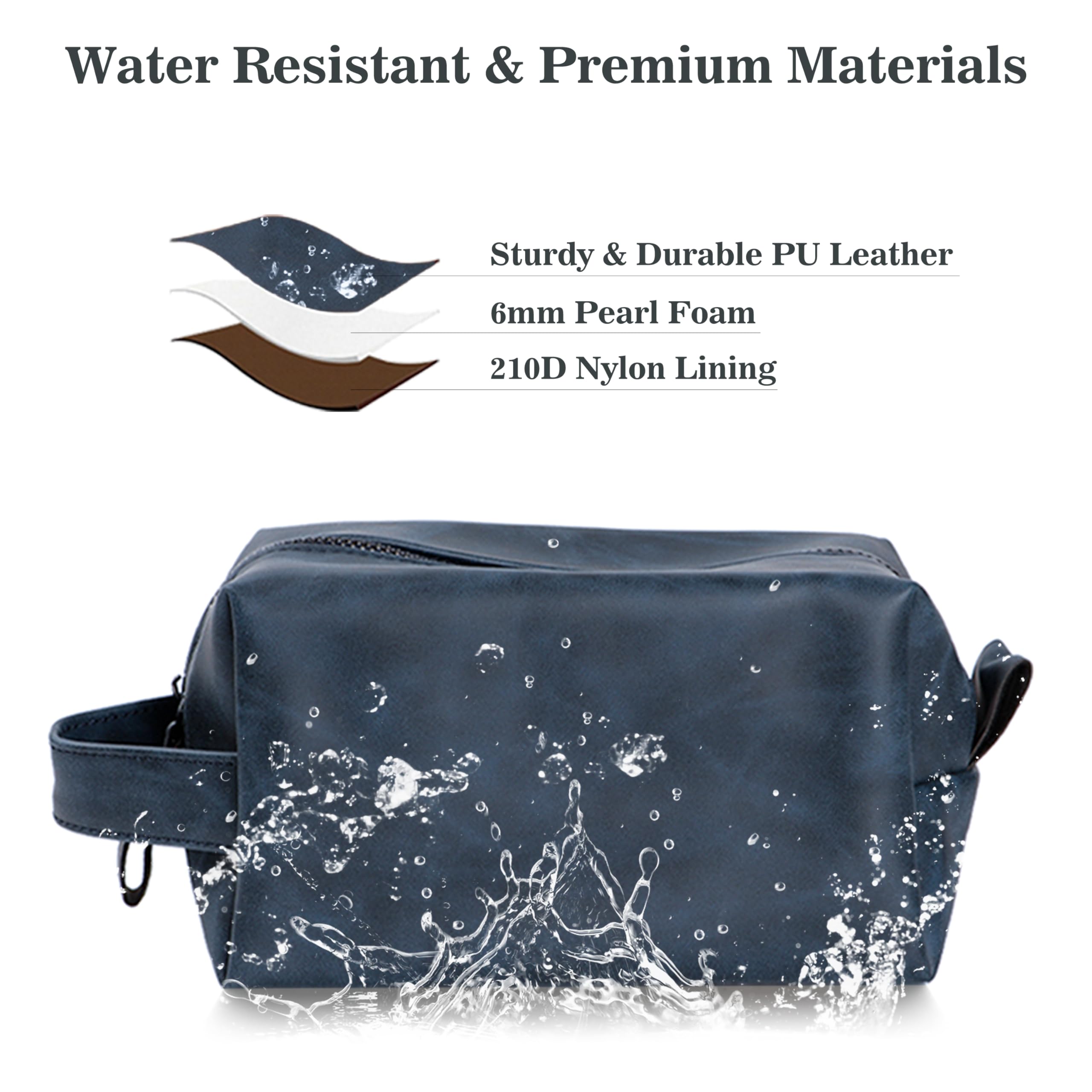 Premium Men's Leather Toiletry Bag - Travel Shaving Kit Organizer for Husband, Dad & Boyfriend | Anniversary, Birthday & Christmas Gift (Blue/Brown) | Ideal for Business Trips, Vacations & Gym Essentials