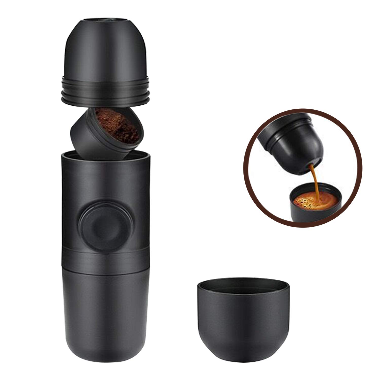 Galapara 70mL Manual Espresso Maker - Portable Hand Press Coffee Machine for Camping, Hiking & Travel | Compact Ground Coffee Brewer for Outdoor Adventures & Home Use