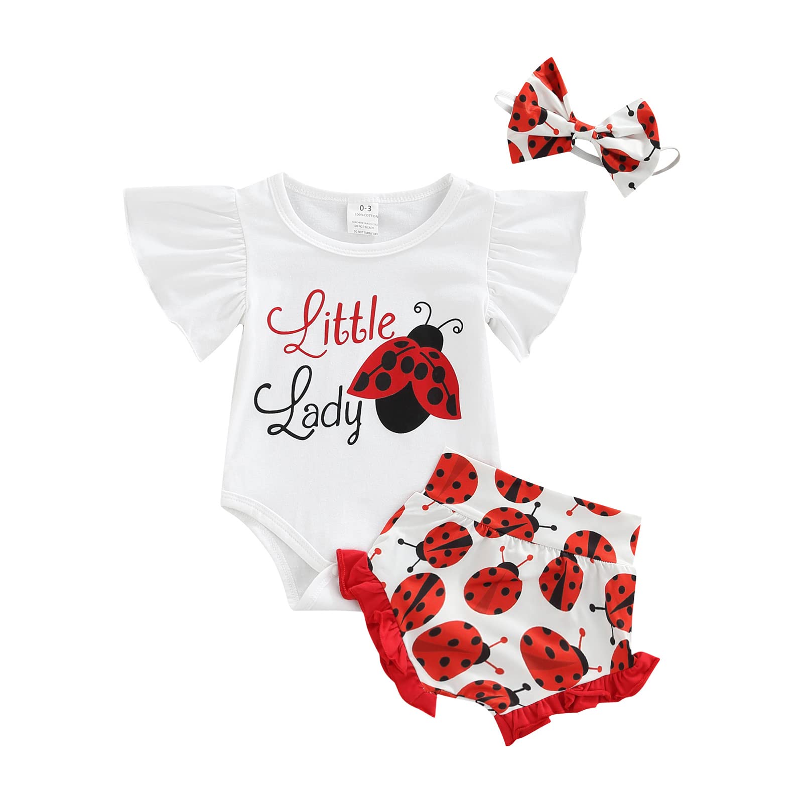 3Pcs Newborn Baby Girl Summer Outfits - Short Sleeve Romper, Shorts & Headband Set | Cute Infant Clothes for Playtime, Photo Shoots & Outdoor Activities