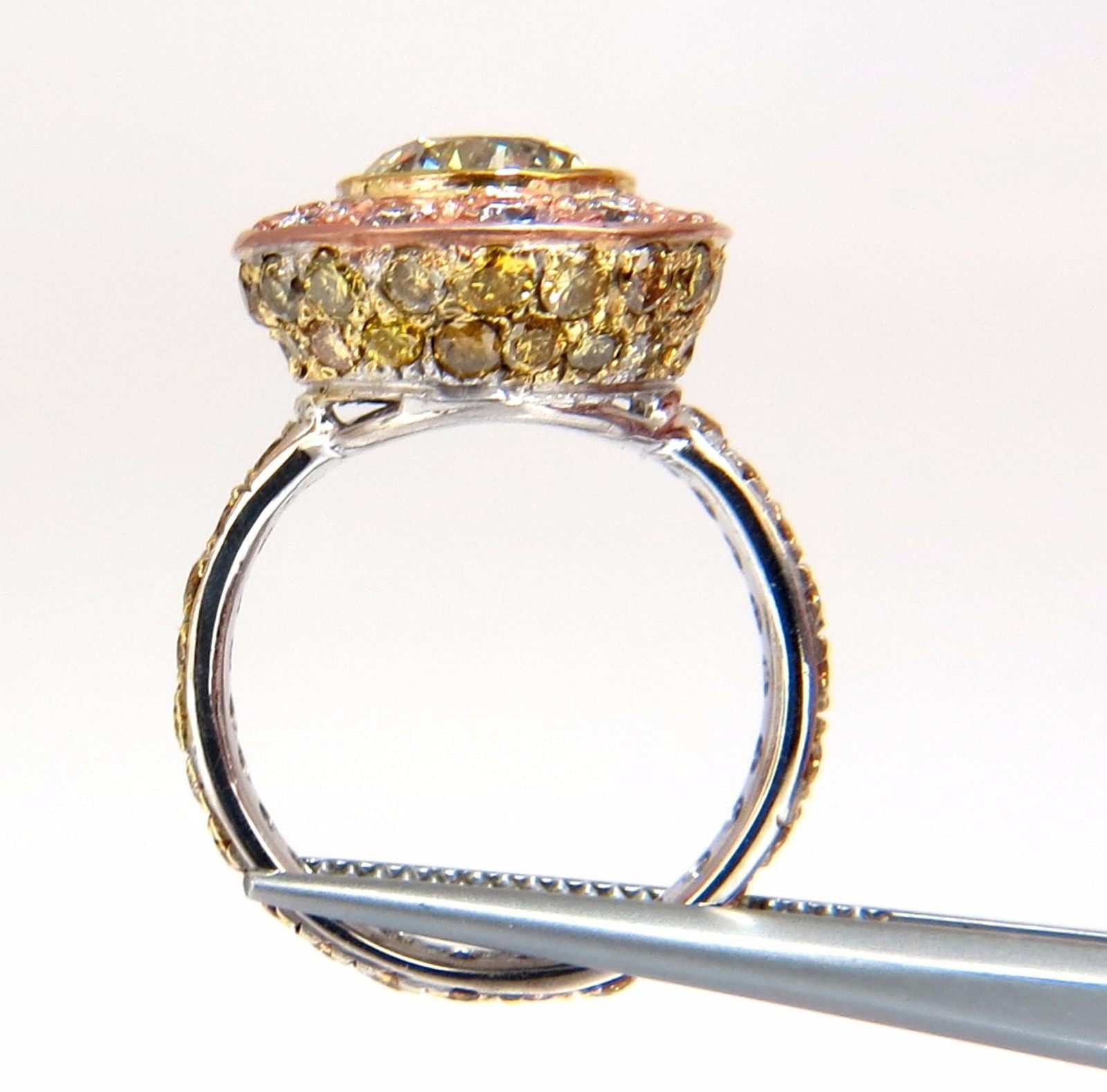 GIA Certified 3.67 Carat Fancy Round Diamond Ring - Circular Flush Deck Setting for Engagement, Wedding & Anniversary Gifts