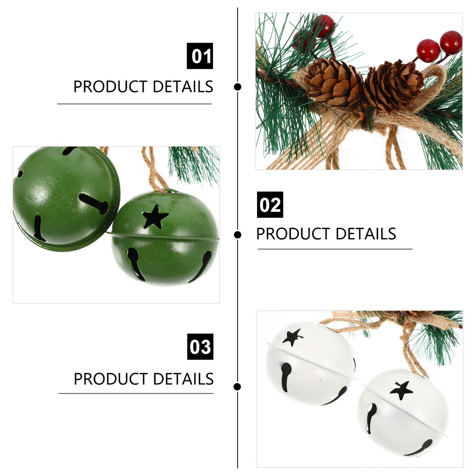 BESPORTBLE 2-Pack Iron Christmas Bells - Rustic Holiday Tree Ornaments for Xmas Decorations, Fireplace Mantel & Front Door Wreath Decor