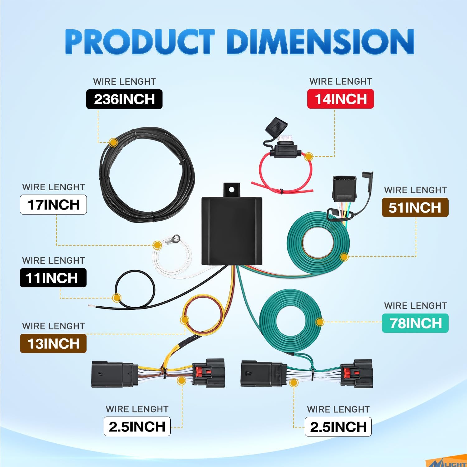 4 Way Trailer Wiring Harness Kit 56407 - Compatible with Jeep Wrangler JL 2018-2023 & Gladiator 2020-2023 - Easy Installation for Towing & Hauling - Perfect for Camping, Off-Roading & Utility Trailers