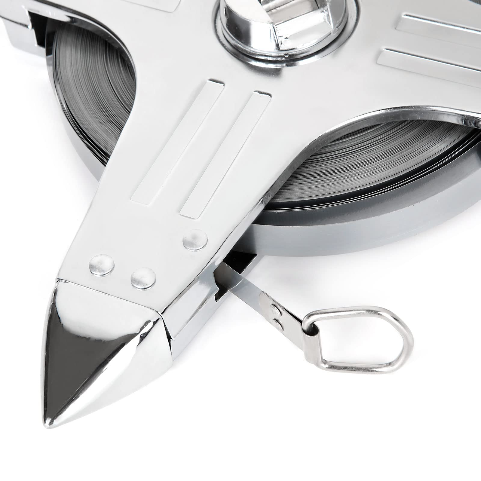 **330ft/100M Stainless Steel Open Reel Tape Measure - Heavy Duty Construction, Carpentry, DIY Projects - Perfect for Workshop, Building & Outdoor Measuring**
