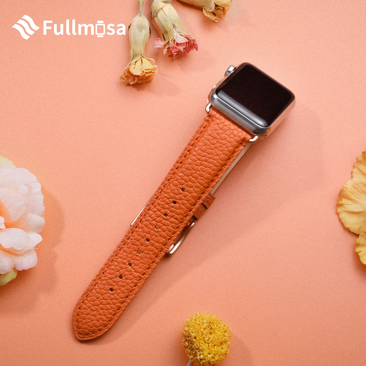 Fullmosa Genuine Leather Apple Watch Bands Compatible with Series 9/8/7/6/5/4/3/2/1/SE/Ultra 2 (38mm 40mm 41mm 42mm 44mm 45mm 49mm) - Stylish Replacement Strap for Women - Perfect for Work, Date Night & Formal Occasions