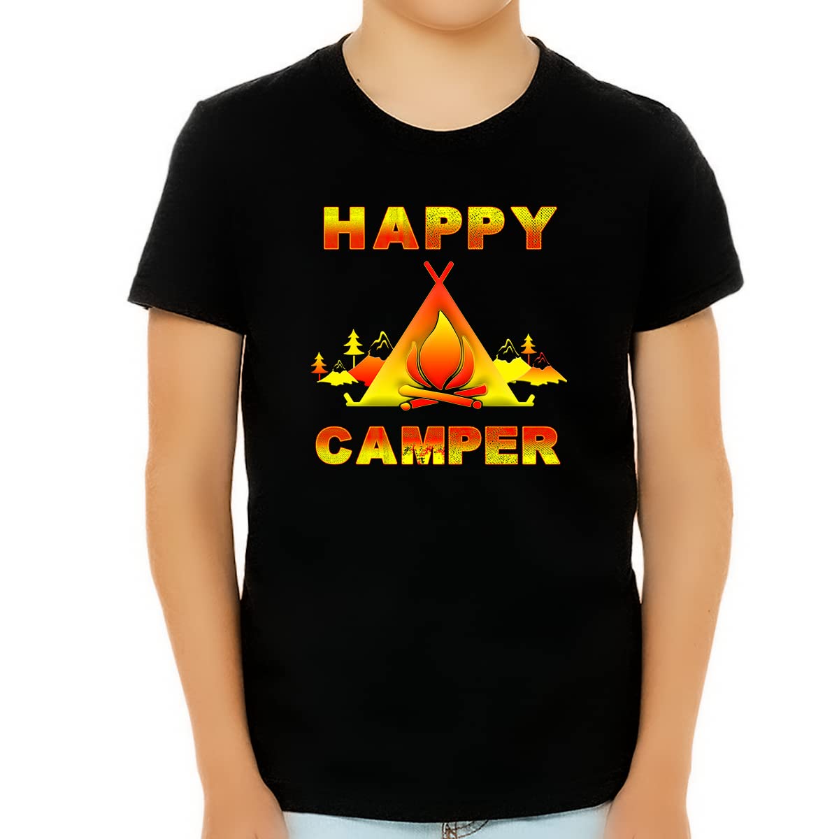 **Boys' Camping Shirt - Funny Happy Camper Kids Outdoor Shirt for Hiking, Camping & Adventure Activities**