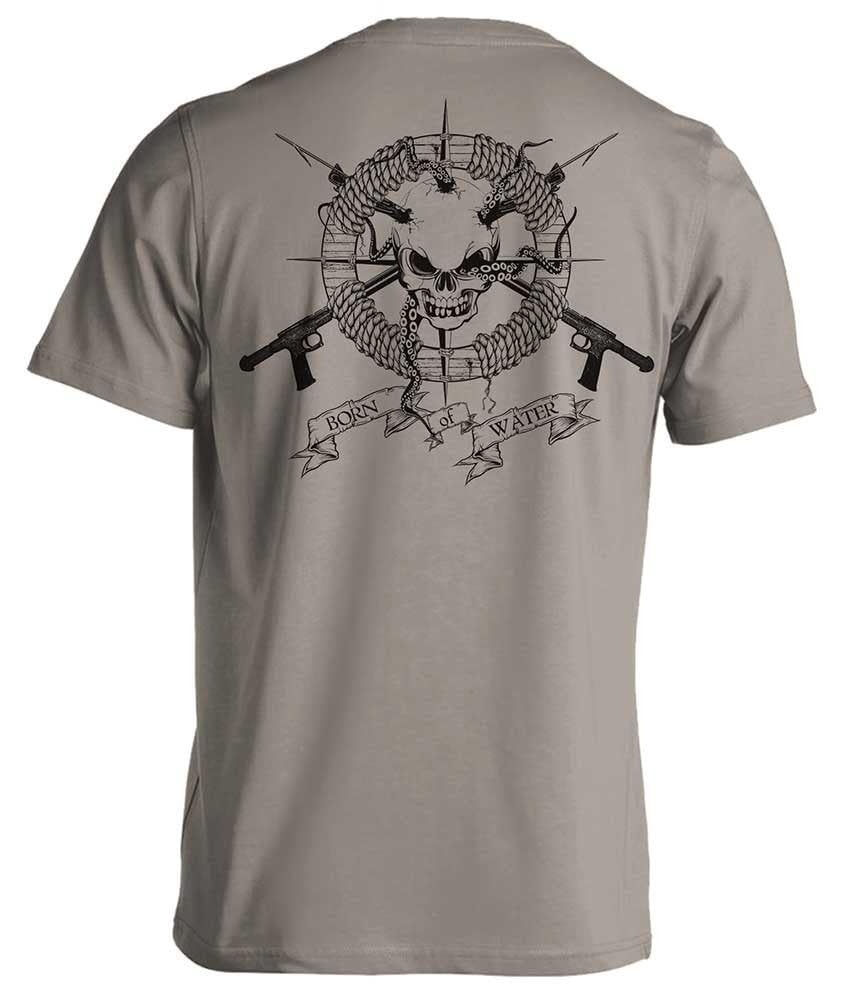Skull and Speargun Spearfishing T-Shirt: Men's Short Sleeve Fishing Shirt for Scuba Diving, Boating, Beach, and Outdoor Adventures