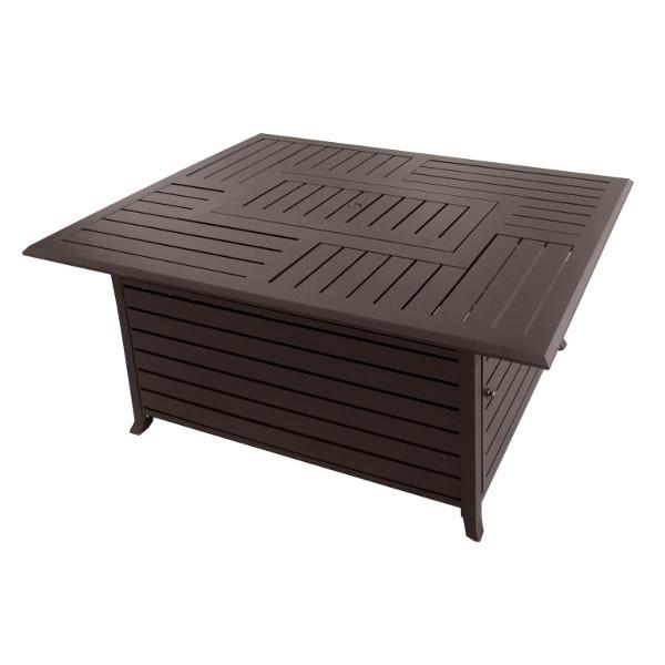 Rectangular Slatted Aluminum Fire Pit with Stainless Steel Propane Burner - Outdoor Patio, Backyard, Camping & Garden Fireplace for Cozy Gatherings