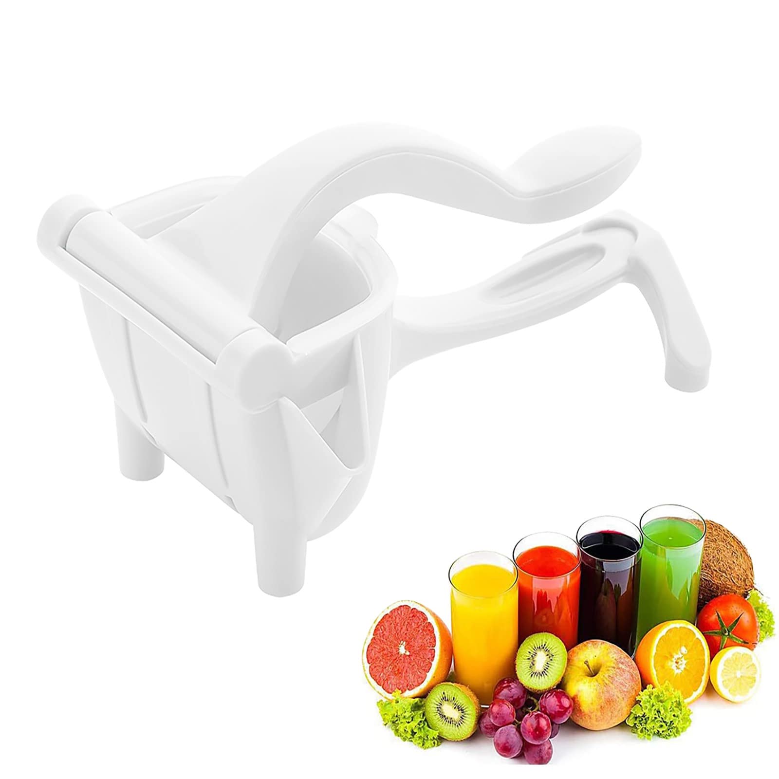 GTMANG Heavy Duty Manual Fruit Juicer Press - Detachable Lever & Removable Strainer for Pomegranates, Lemons, Oranges - White Hand Juicer for Home, Kitchen & Bar Use
