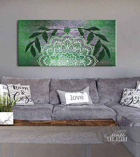 Boho Mandala Wall Hanging - Handmade Macrame Wall Art for Bedroom & Living Room Decor - Green Boho Headboard (42