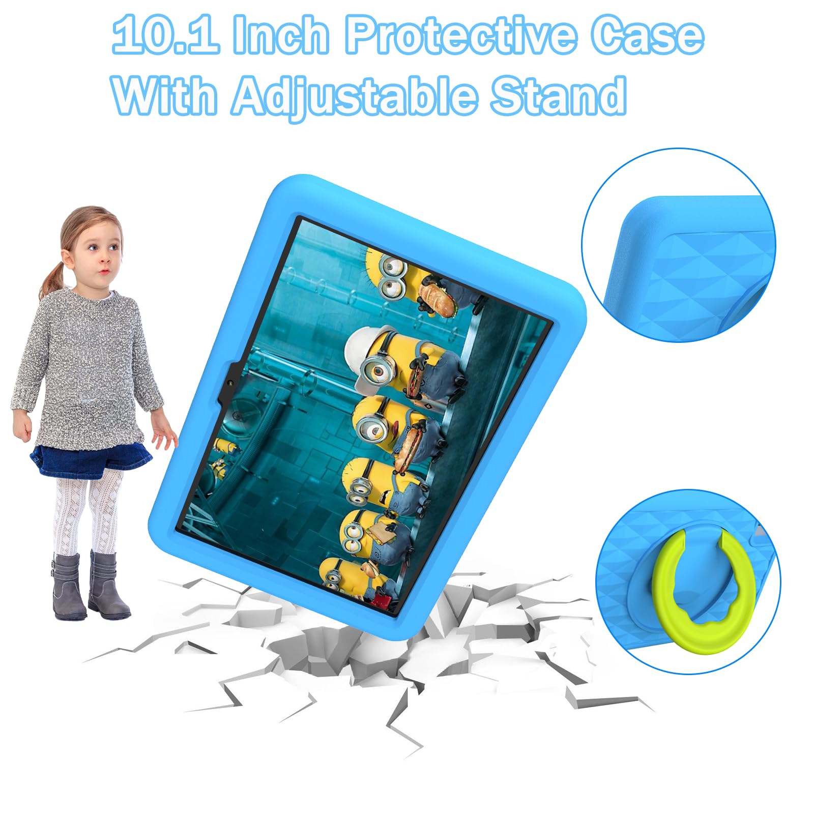 YUMBOT 10 Inch Kids Tablet with WiFi - Android Learning Tablet for Children, Parental Control, 32GB Storage, HD Display - Perfect for Homeschooling, Travel & Educational Games (Blue)