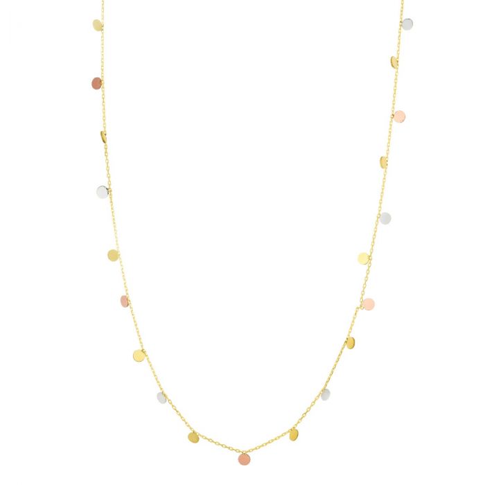14K Tri-Color Gold Dangling Circles Necklace for Women - Elegant Layered Chain Jewelry Gift for Birthday, Anniversary & Valentine's Day | Perfect for Parties, Date Nights & Special Occasions