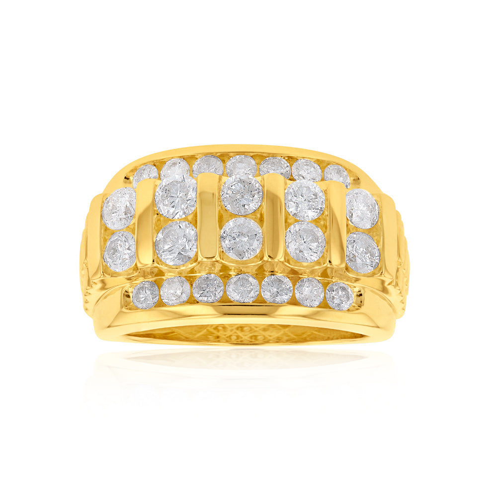 9ct Yellow Gold 3 Carat Diamond Men's Wedding Band Ring - Luxury Engagement & Anniversary Gift for Him - Perfect for Proposals, Weddings & Special Occasions