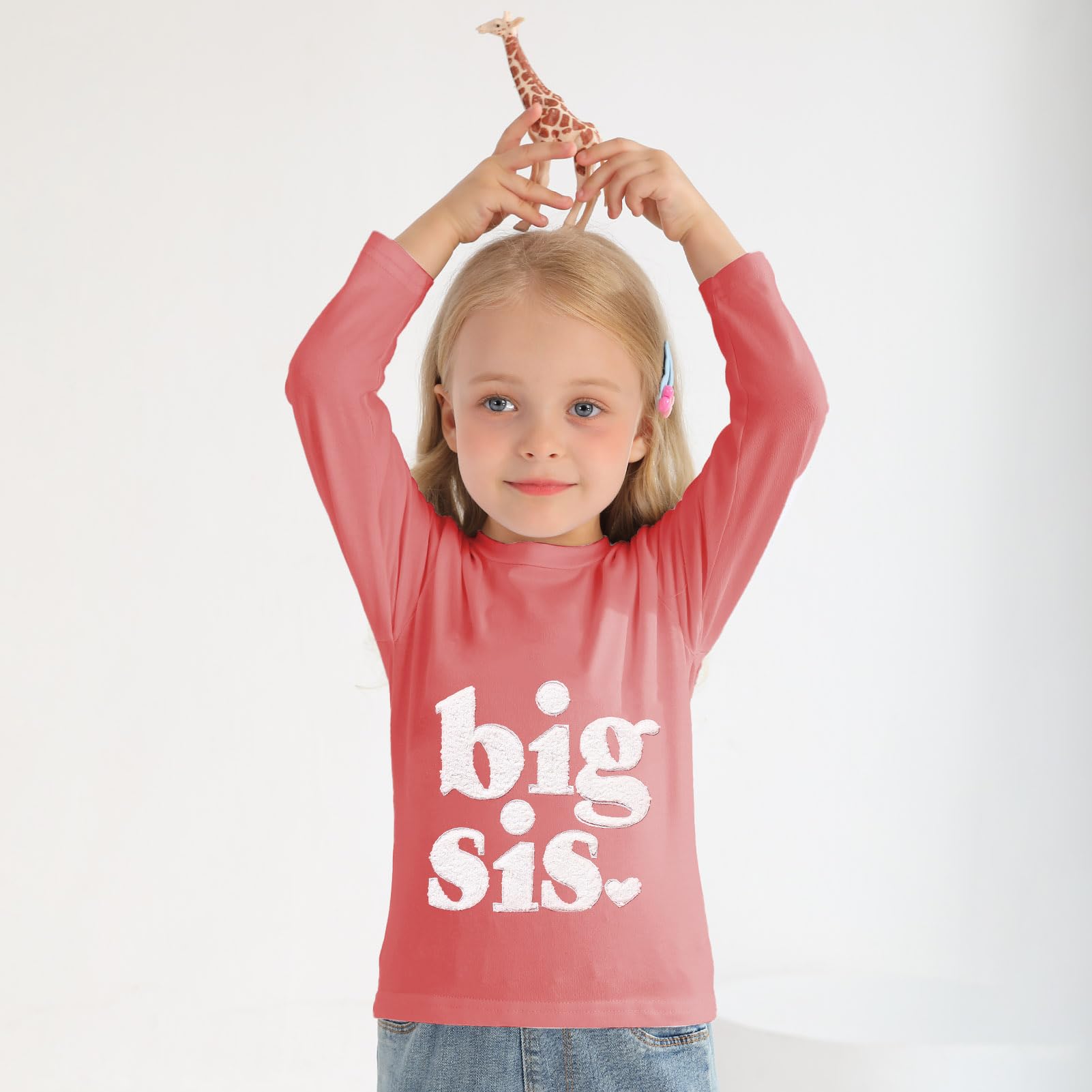Big Sister Shirt for Toddler Girls - Long Sleeve Cotton Top for New Big Sisters - Cute Baby Announcement Outfit - Perfect for Sibling Reveal & Family Photos