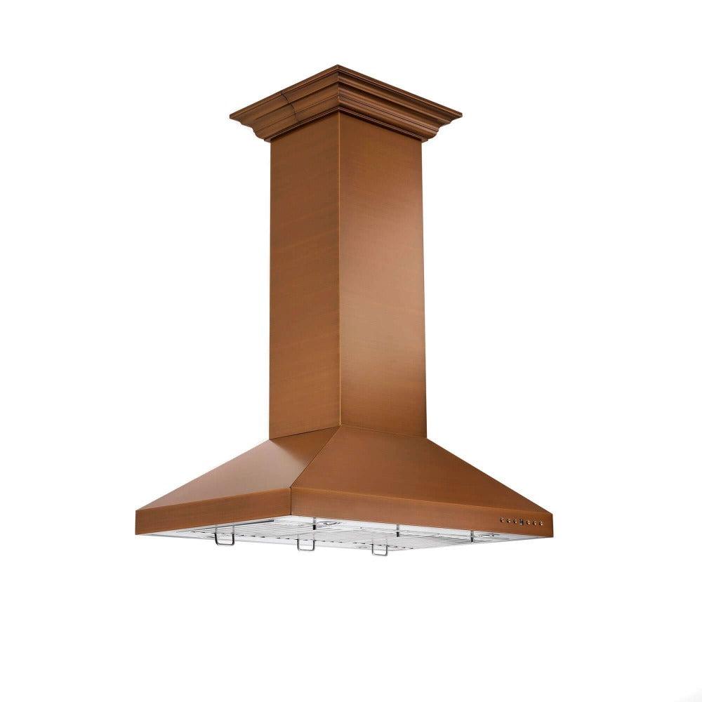 ZLINE 36 Inch Designer Series Copper Island Mount Range Hood (8KL3iC 36) - Premium Kitchen Ventilation for Modern Homes, Perfect for Open Concept Kitchens and Cooking Areas