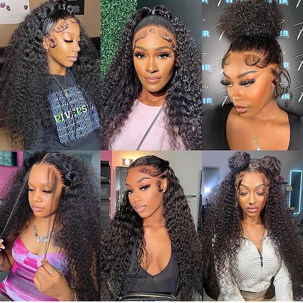 32 Inch Brazilian Human Hair Lace Front Wig - 180% Density Pre Plucked Curly 13x6 Lace Frontal Wig Glueless for Black Women | Wet & Wavy Natural Color | Perfect for Daily Wear, Parties & Special Occasions