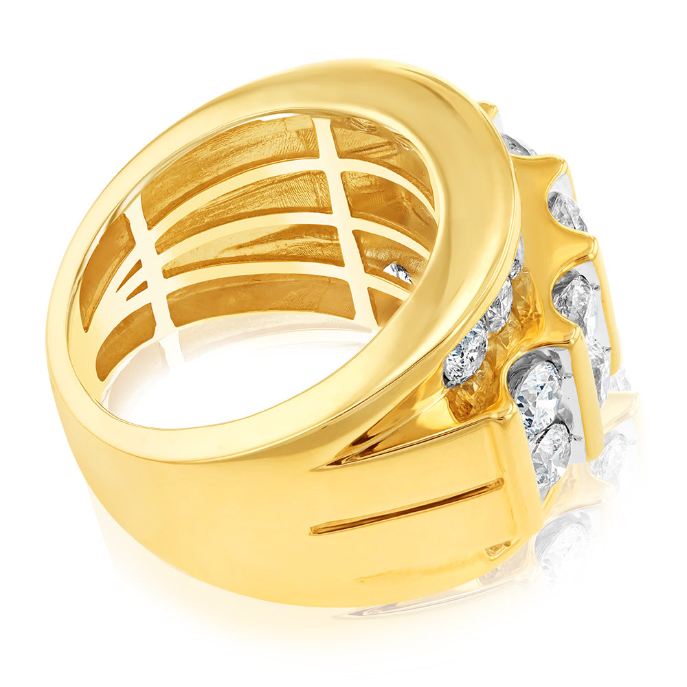 9ct Yellow Gold 5 Carats Diamond Men's Wedding Band Ring with 24 Brilliant Cut Diamonds - Perfect for Engagement, Anniversary Gifts & Special Occasions