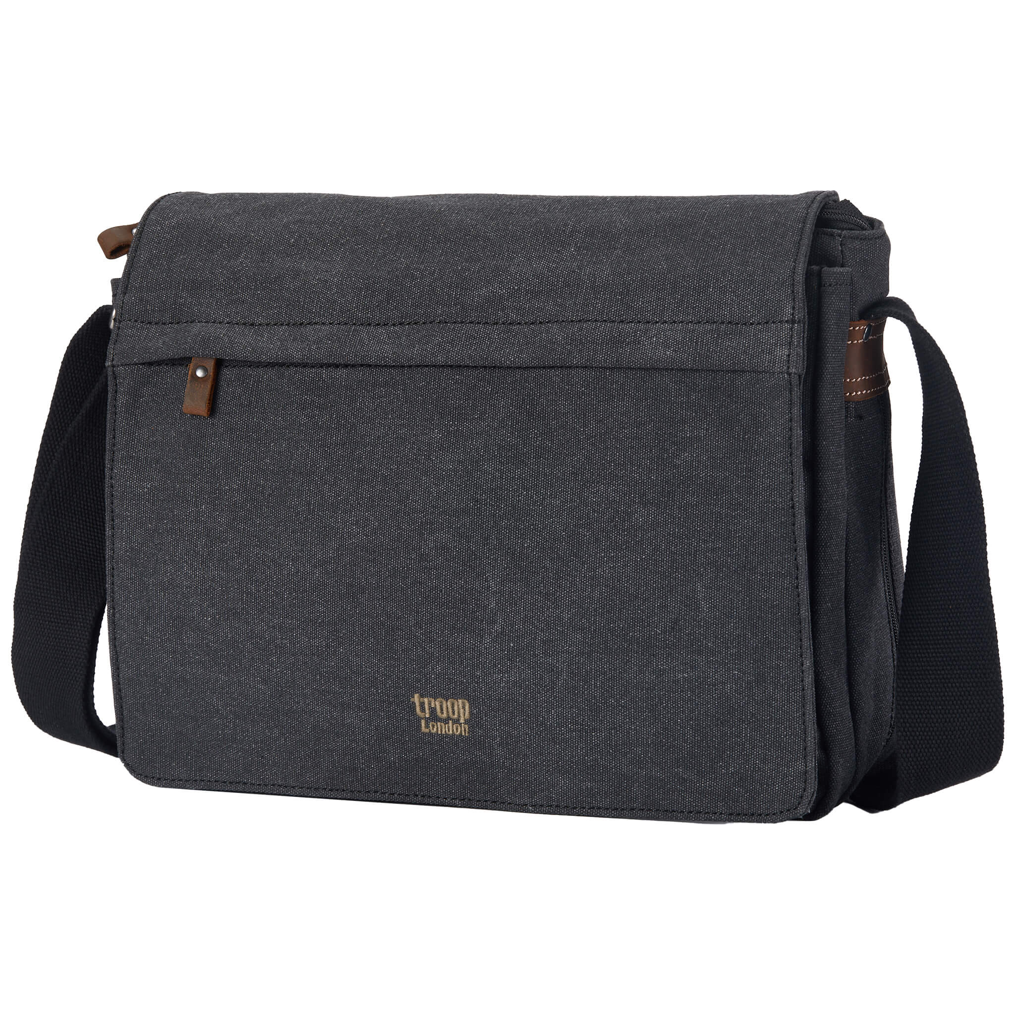 TRP0240 Troop London Classic Canvas Laptop Messenger Bag 16.5 Inch - Stylish Work & College Commuter Bag for Men & Women