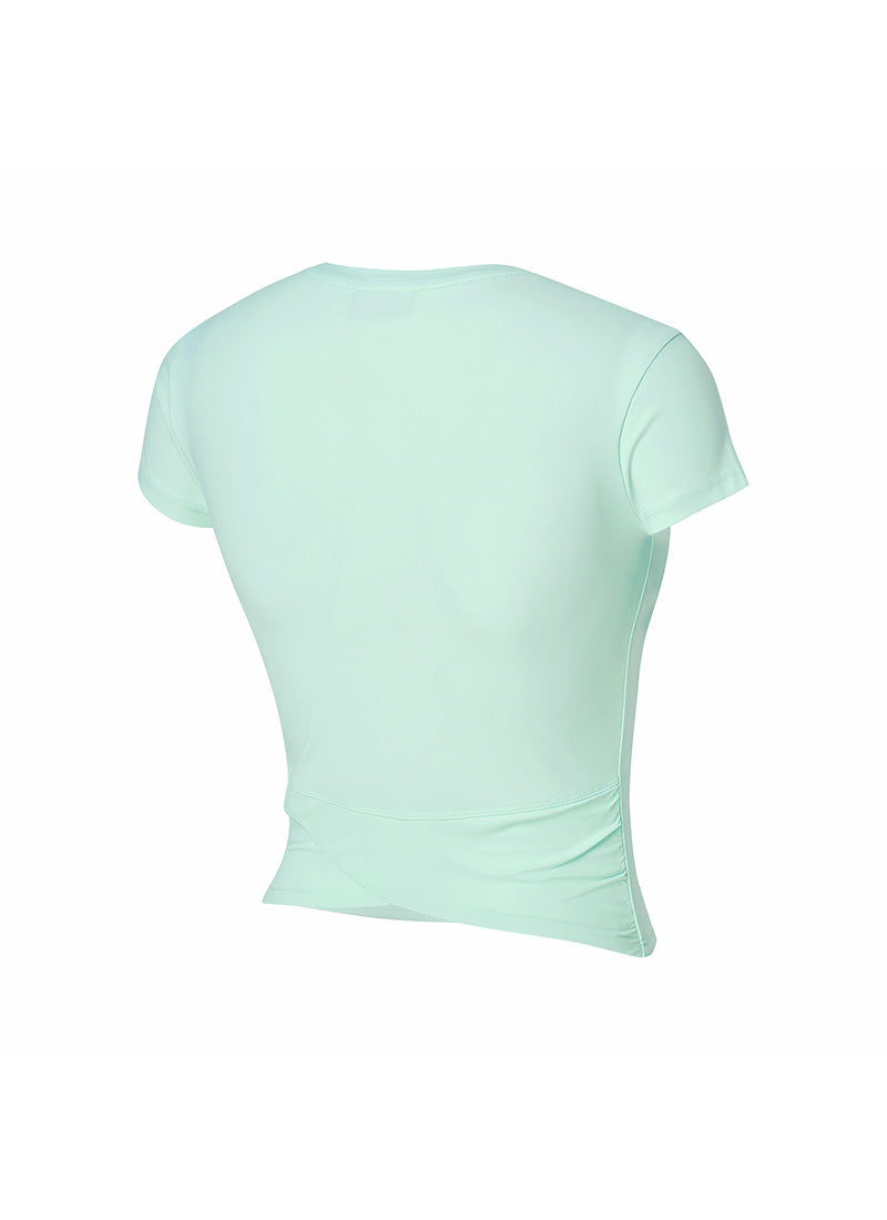 Lightweight Tricot Overlap Short Sleeve Top for Women - Breathable Summer Blouse for Casual Wear, Office & Outdoor Activities
