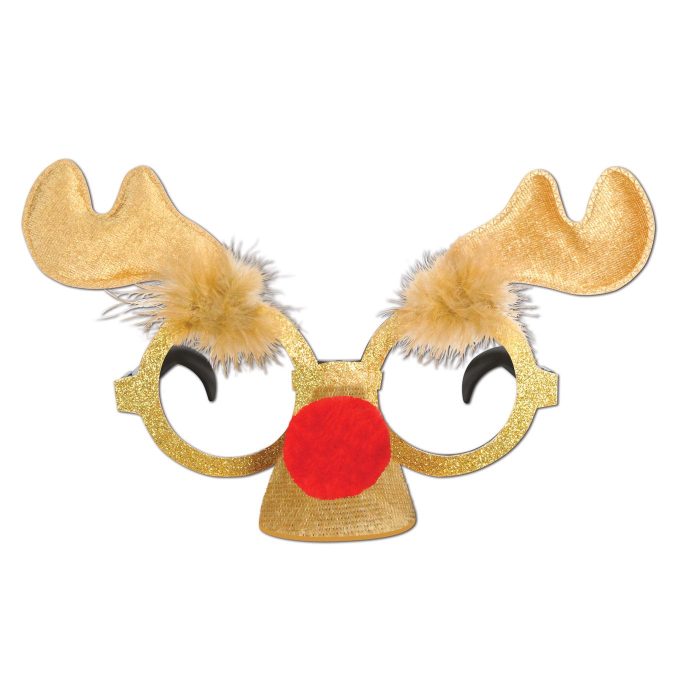 12 Pack Beistle Christmas Glittered Reindeer Drinking Glasses - Festive Holiday Party Cups for Christmas Decorations, Dinner Parties & Celebrations