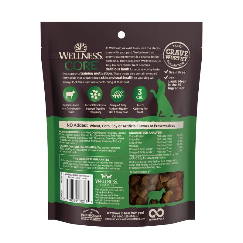 Wellness Core Tiny Trainers Lamb & Apple Small Breed Dog Treats 6oz - Healthy Training Snacks for Small Dogs, Perfect for Obedience & Reward Training at Home or Outdoors