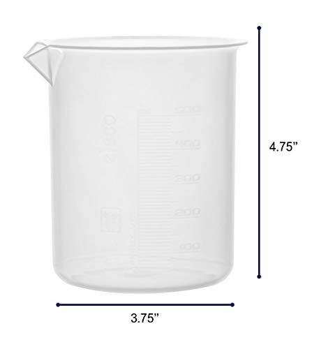 EISCO 500ml Plastic Beaker - Polypropylene Lab Beaker with Raised Graduations & Tapered Spout - Ideal for Science Experiments, Chemistry Labs & Classroom Use