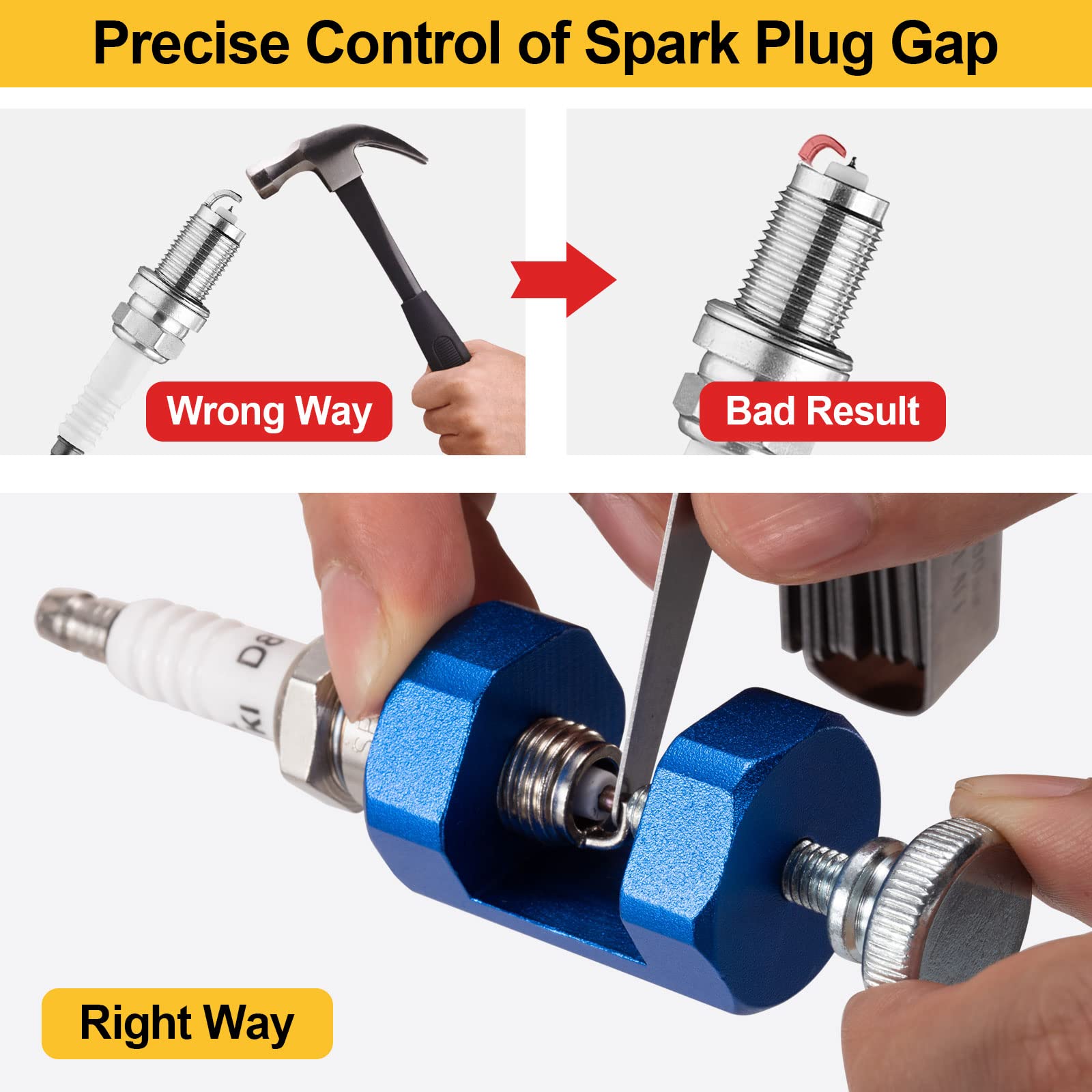 Toolwiz Spark Plug Gap Tool 2-Piece Set - High Precision 12mm & 14mm Thread Spark Plug Gapper Kit for Automotive, Motorcycle & Small Engine Tune-Ups | Perfect for DIY Mechanics & Professional Technicians