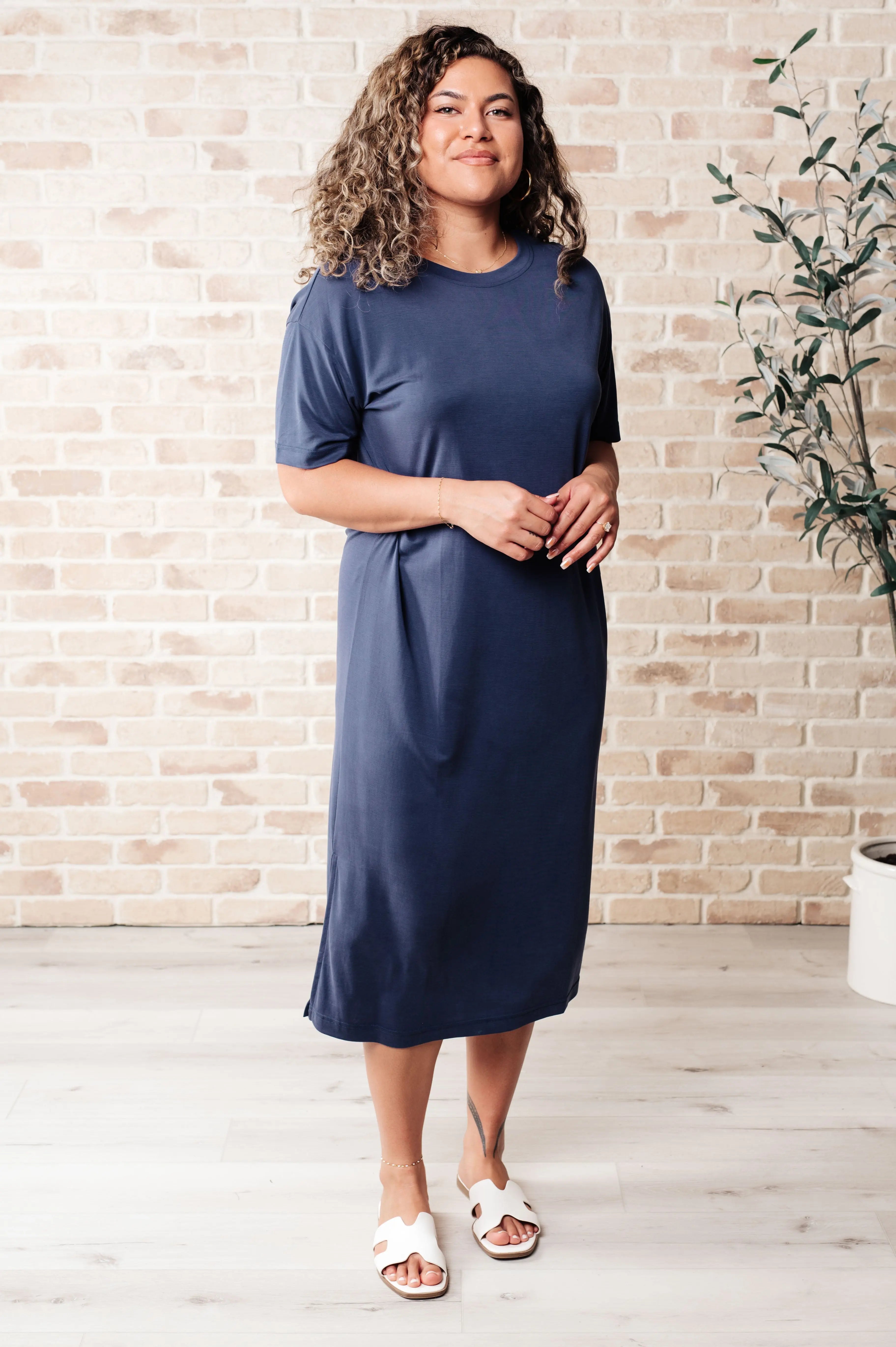 Keeping It Chill Drop Shoulder Maxi Dress in Dark Night - Stylish Loose Fit Long Dress for Women, Perfect for Summer, Beach Vacations & Casual Outings