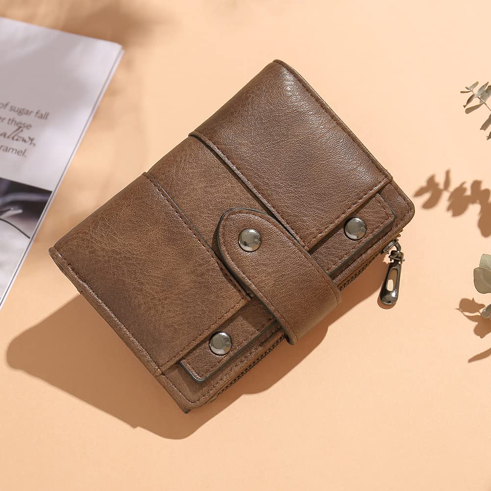 CLUCI Genuine Leather Small Wallet for Women - Slim Bifold Wallet with Zipper, Multi Card Slots & Removable ID Window - Perfect for Everyday Use, Travel & Gift Giving