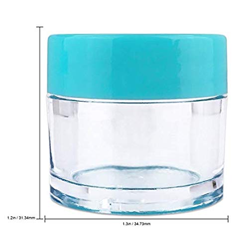 Beauticom 7 Gram / 7 ML Thick Wall Round Leak Proof Clear Acrylic Jars for Cosmetics, Creams, Salves, Beauty Products - 72 Jars with Clear Base + 72 Teal Lids - Perfect for DIY Skincare, Travel Size Toiletries & Professional Salon Use