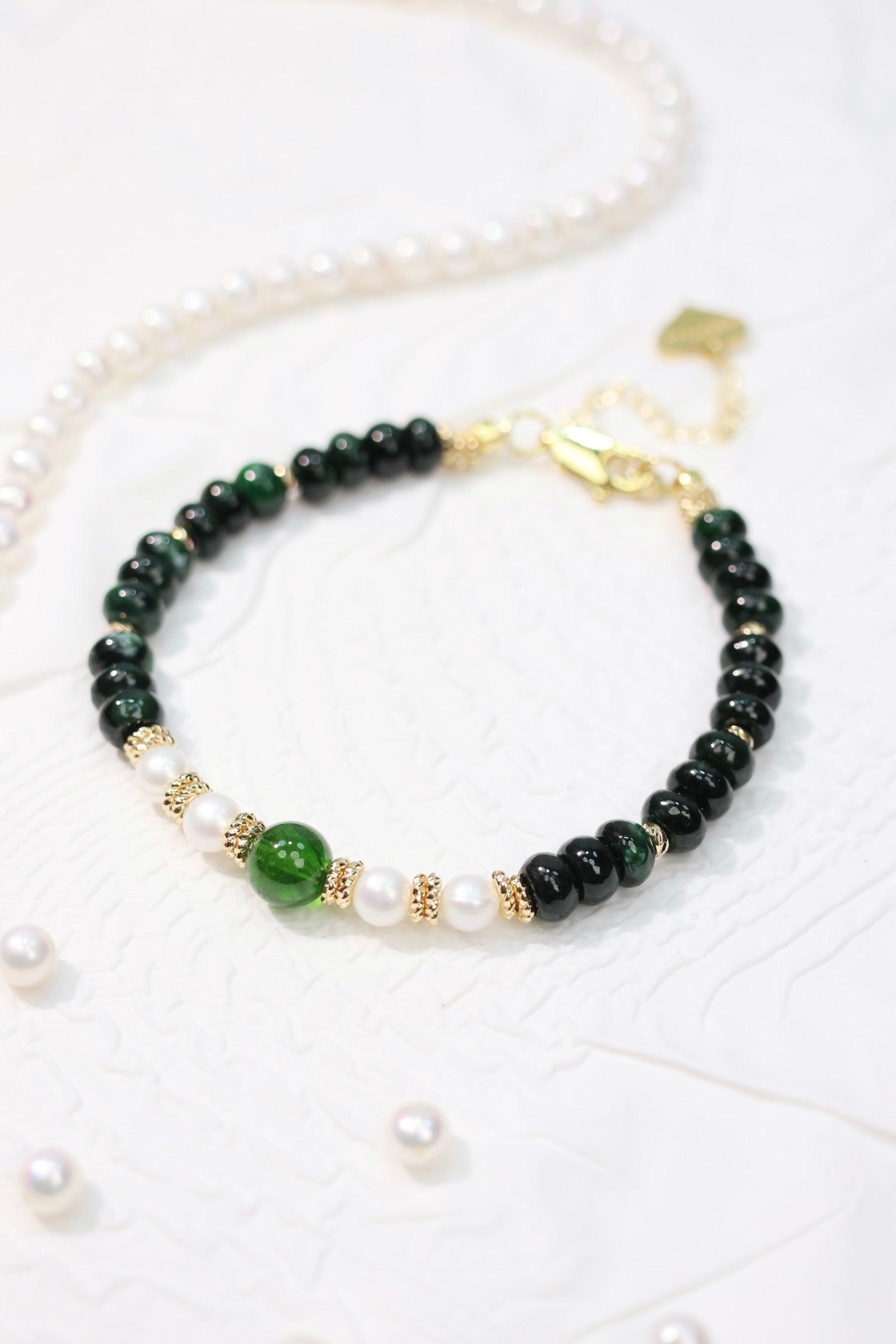 Imperial Green Gemstone Bracelet for Women - Elegant Pearl & Jewelry Gift for Special Occasions | Perfect for Weddings, Parties & Everyday Wear