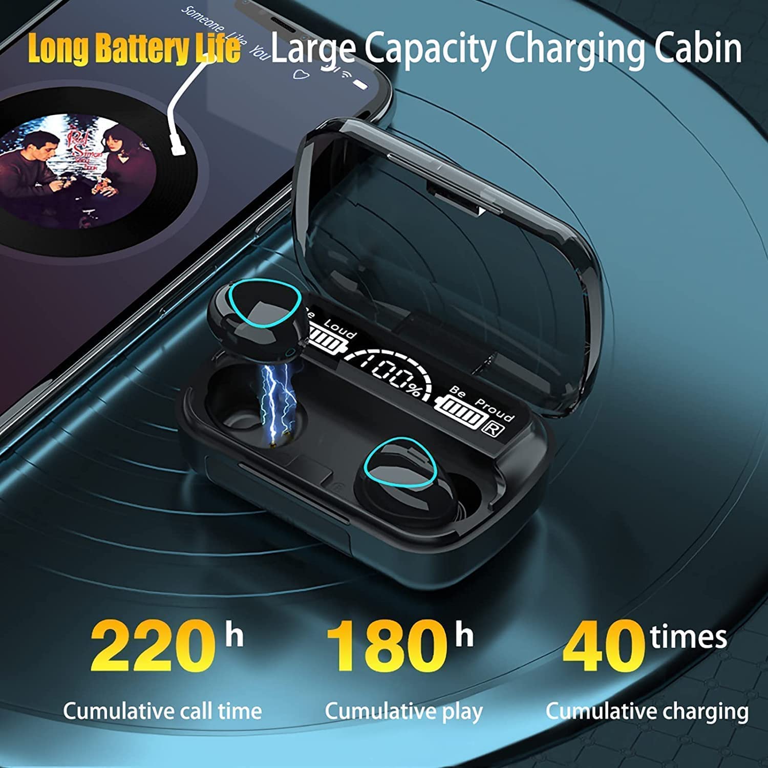 Wireless Bluetooth 5.3 Earbuds with 4 ENC Noise Cancelling Mic, HiFi Stereo Deep Bass In-Ear Headphones, Touch Control IPX7 Waterproof Earphones for Smartphone, Sports, Workout, Running, Gym & Travel - Perfect for Commuting, Work Calls & Music Lovers