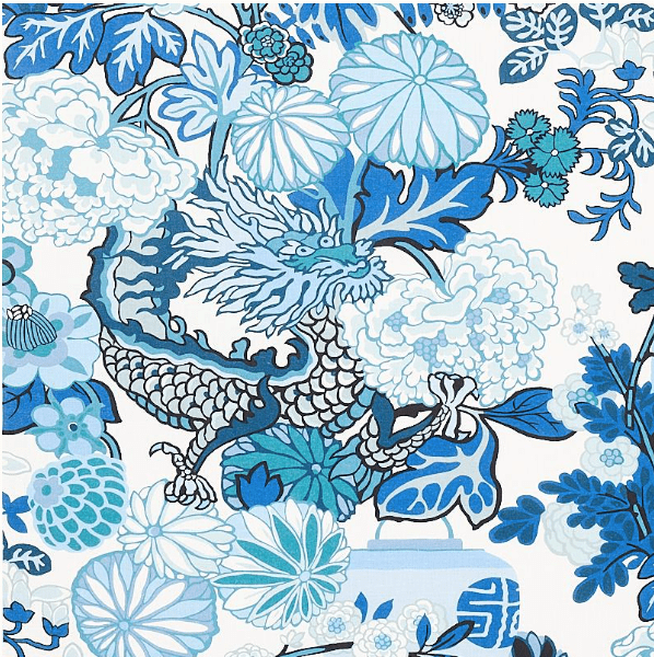 Premium Chiang Mai China Blue Indoor/Outdoor Fabric - Durable & Fade-Resistant Upholstery Material for Sofas, Curtains & Outdoor Furniture