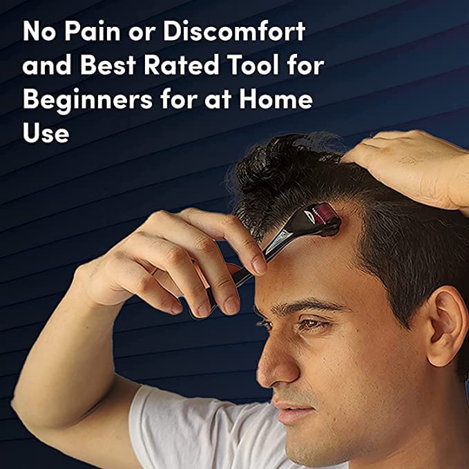 PARVY® Hair Growth Derma Roller with 540 Titanium Needles (0.5mm) - Repairs Damaged Hair, Reduces Hair Fall & Stimulates Follicles for Thicker Hair | Easy to Use at Home for Men & Women | Perfect for Hair Regrowth Treatment & Scalp Care