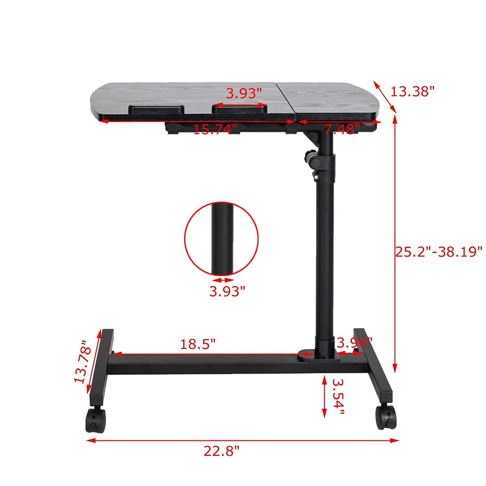 **Adjustable Height Rolling Laptop Desk - Black Solid-Top Mobile Computer Cart with 4 Wheels for Home Office, Gaming & Workspace | Ergonomic Multifunctional Standing Desk**    *(Use Case: Perfect for home offices, gaming setups, or workspaces needing flexible height adjustment and easy mobility.)*